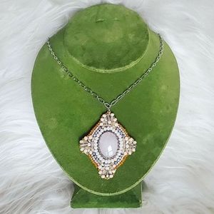 Anthropologie quartz crystal leather necklace